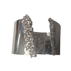 BCBGMaxazria Silver Cuff Bracelet with Crystal Accents